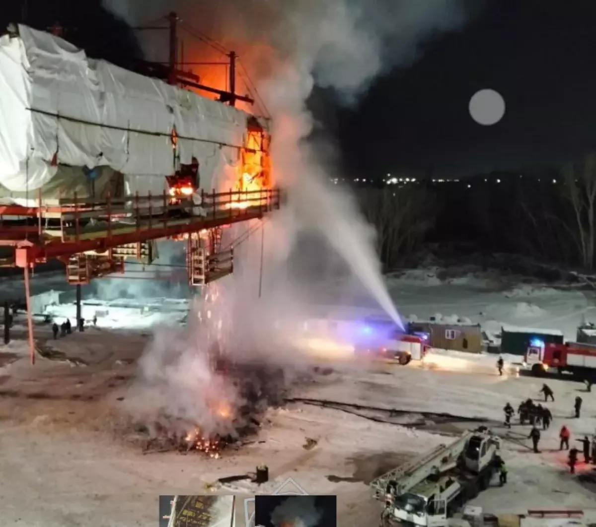 Пожар на строящемся мосту произошел в Павлодаре