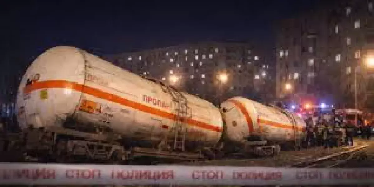 В Казахстане сошли с рельсов вагоны со сжиженным газом