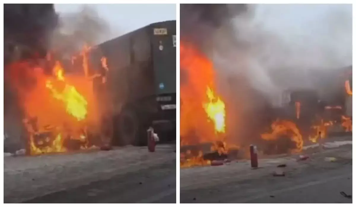 Страшное ДТП в Кызылординской области: легковушка врезалась в военный грузовик (ВИДЕО)