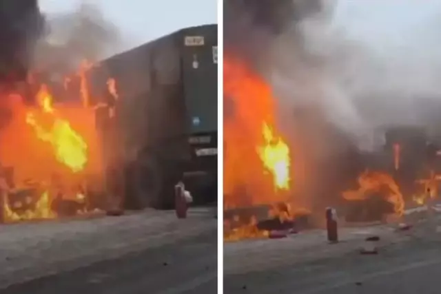 Қызылордада жеңіл машина әскери жүк көлігіне соғылып, бір адам қаза тапты (ВИДЕО)