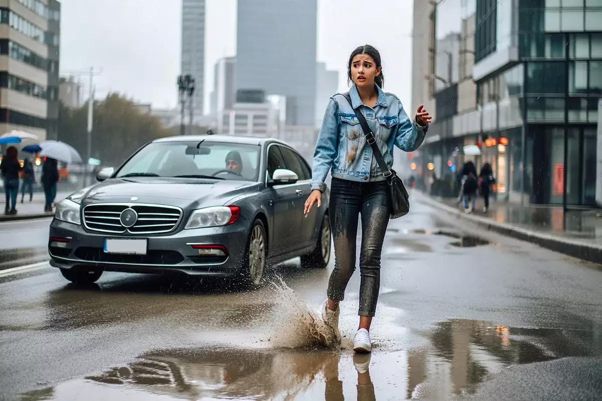 Наехал на лужу, обрызгал пешехода: в Жанаозене наказали водителя иномарки