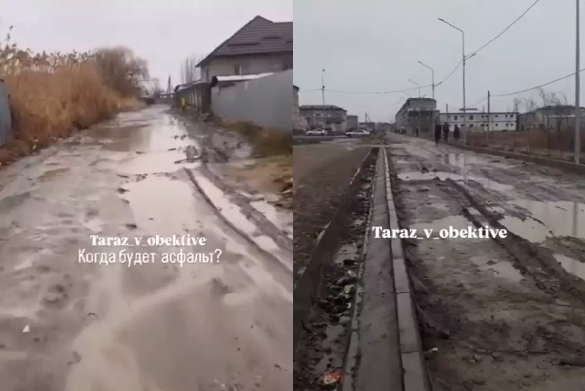 Таразда бірнеше көшенің тұрғындары батпақ кешіп жүр (ВИДЕО)