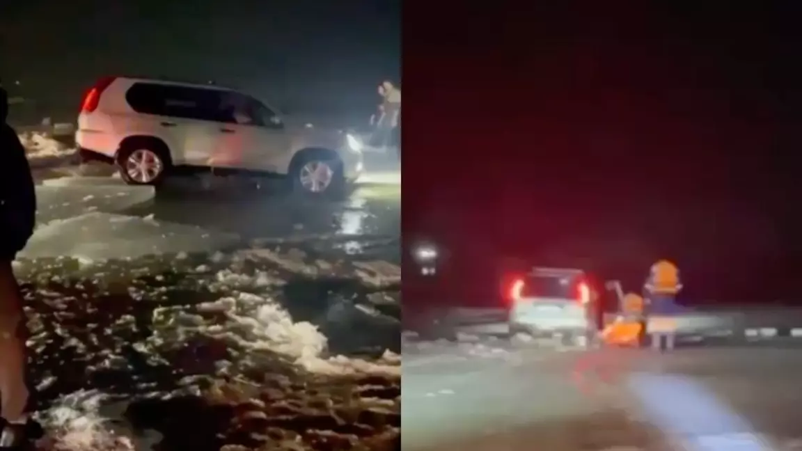 Қапшағайда көлік мұз астына түсіп кеткен