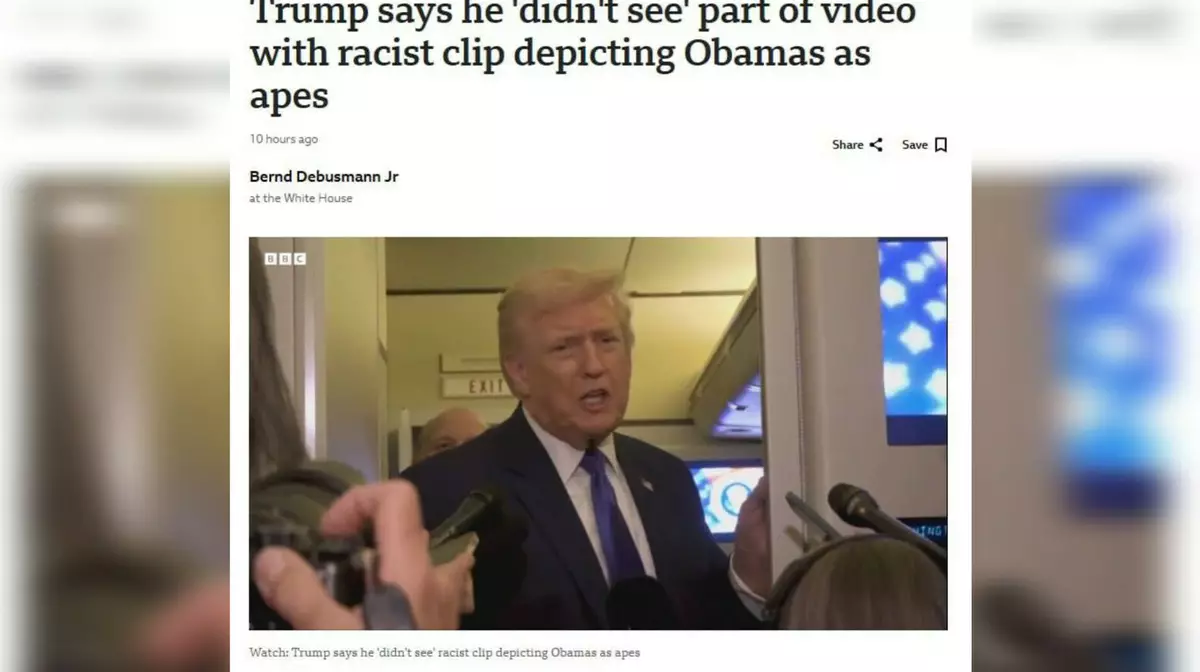 Трамп отказался извиняться за видео с Обамой и его женой в образе обезьян