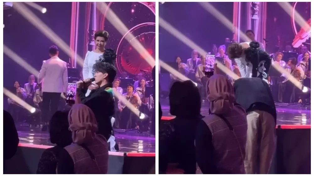 Димаш Кудайберген в знак уважения поклонился Розе Рымбаевой