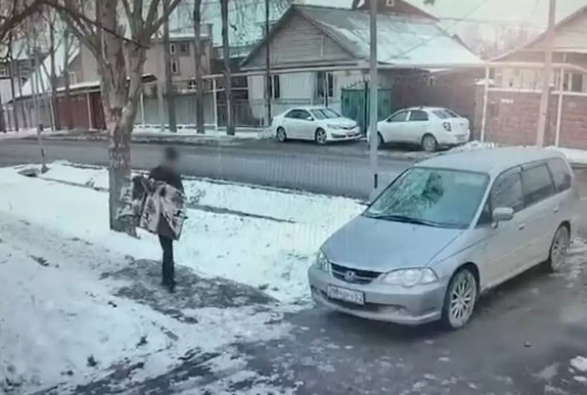 Мужчину с телевизором задержали в Алматы (ВИДЕО)