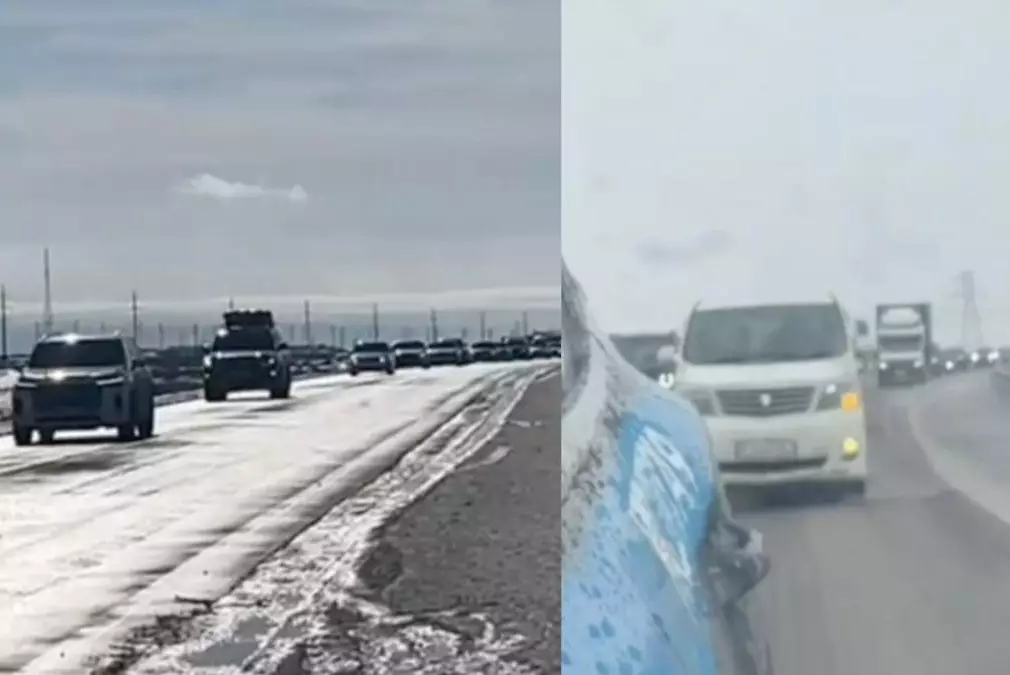 Колонна из 700 легковушек и 400 грузовиков движется по карагандинской трассе