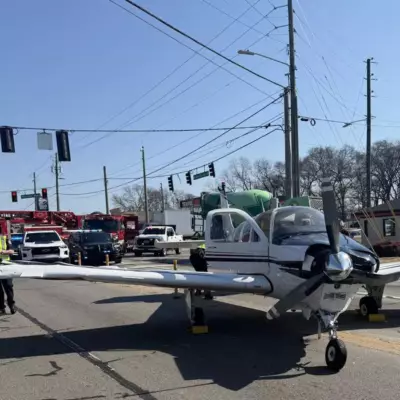Самолет сел прямо на дороге и задел автомобили в США