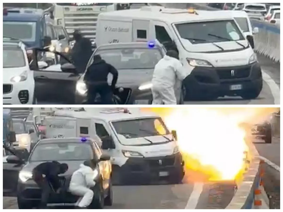 Италияда қарулы қарақшылар инкассаторлық көлікті жарып жіберген