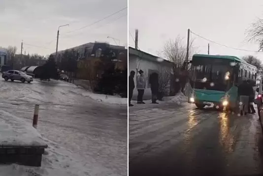 Семей превратился в ледовый каток: дороги скользят, школы закрыты