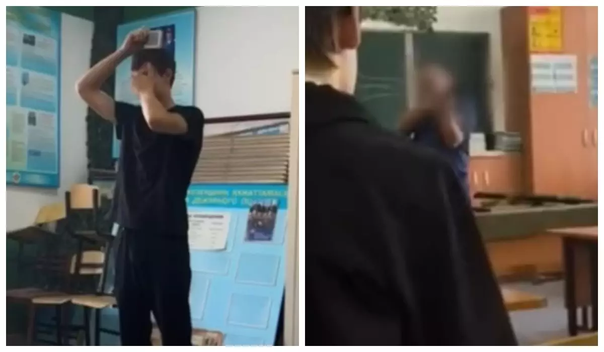 Алматыдағы колледжде мұғалім студенттің басына нысана қойып, от атқан (видео)