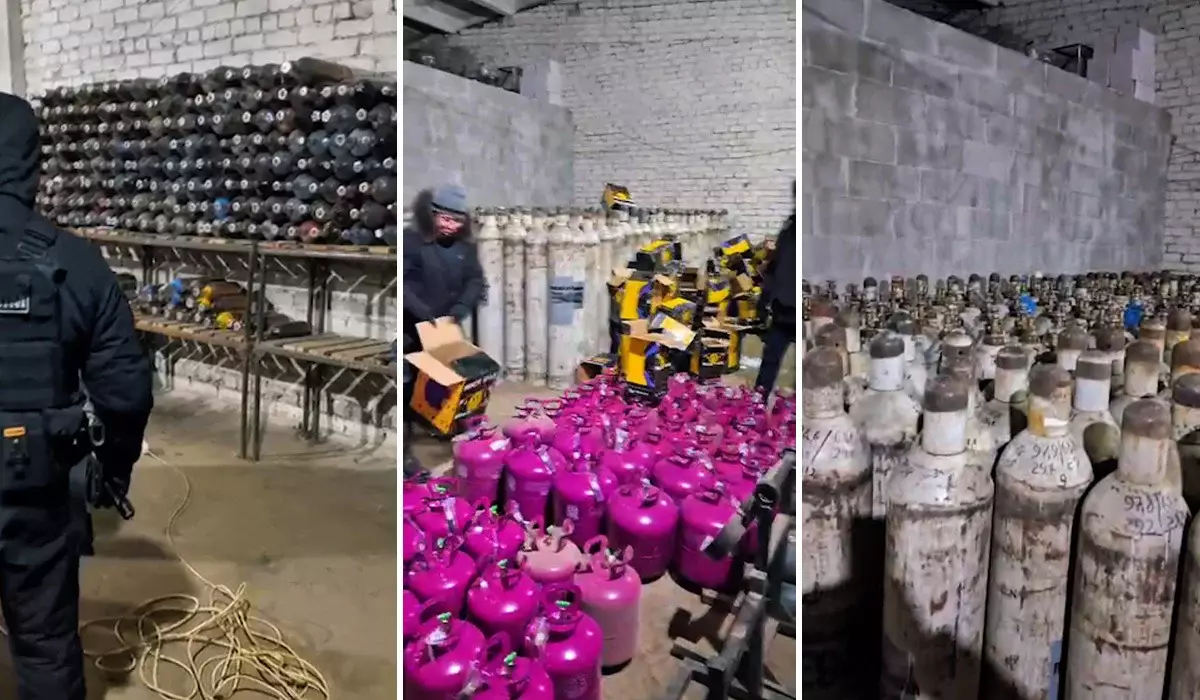 «Ресейден жеткен»: Ақтөбе полициясы аса ірі көлемде қауіпті азот тотығын тәркіледі