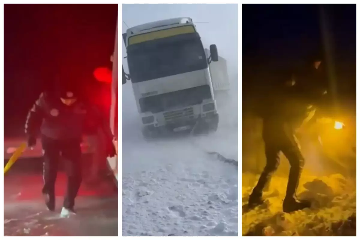 "3 шақырым жерге жүгіріп бардым": Қазақстандық полицей ақтүтек боранда жүргізушілерге қалай көмектескенін айтып берді