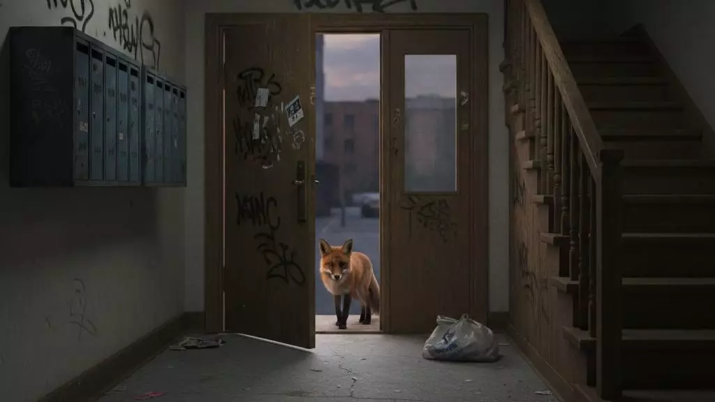 Дикая лиса забежала в подъезд жилого дома в Рудном