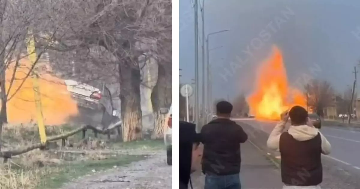  Шымкентте көлік газ құбырына соғылып, жарылыс болды 