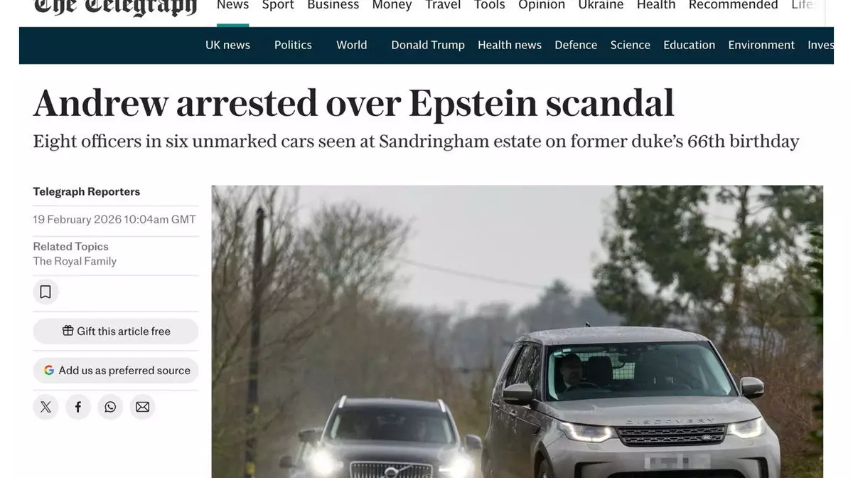 Принца Эндрю задержали в день его 66-летия по делу Эпштейна