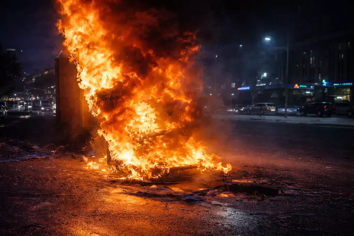 Грузовик загорелся посреди дороги в Астане
