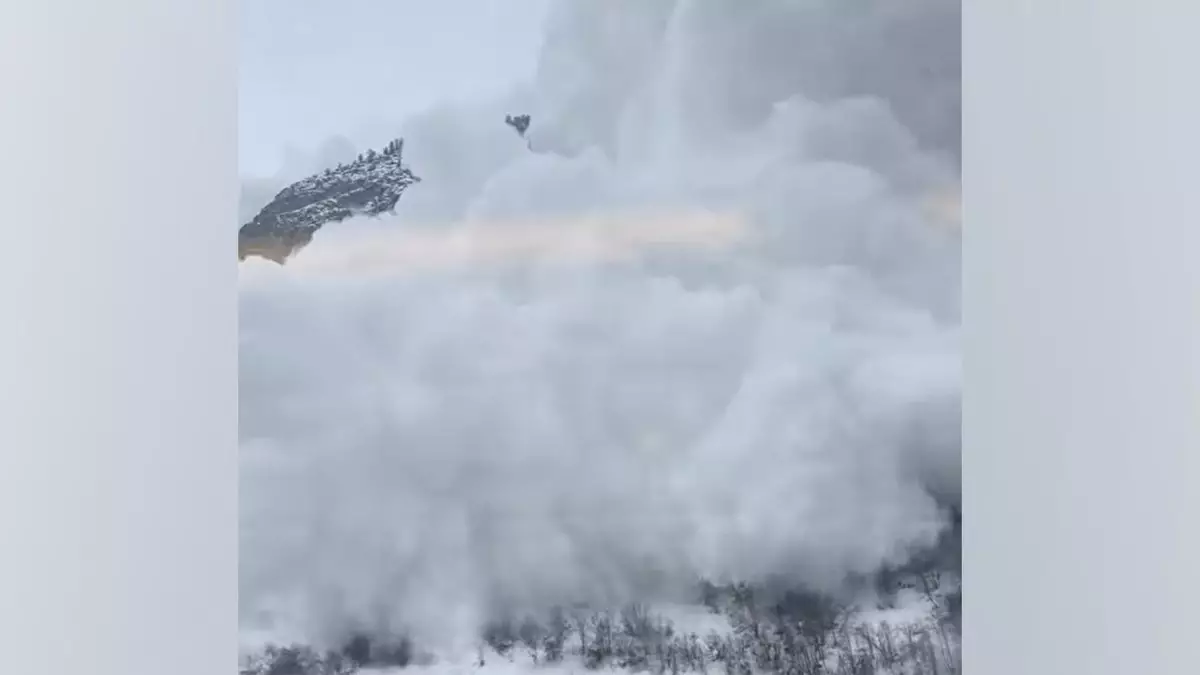 Видео запечатлело ужасающий момент, когда лавина обрушилась на пассажирский поезд возле горнолыжного курорта.