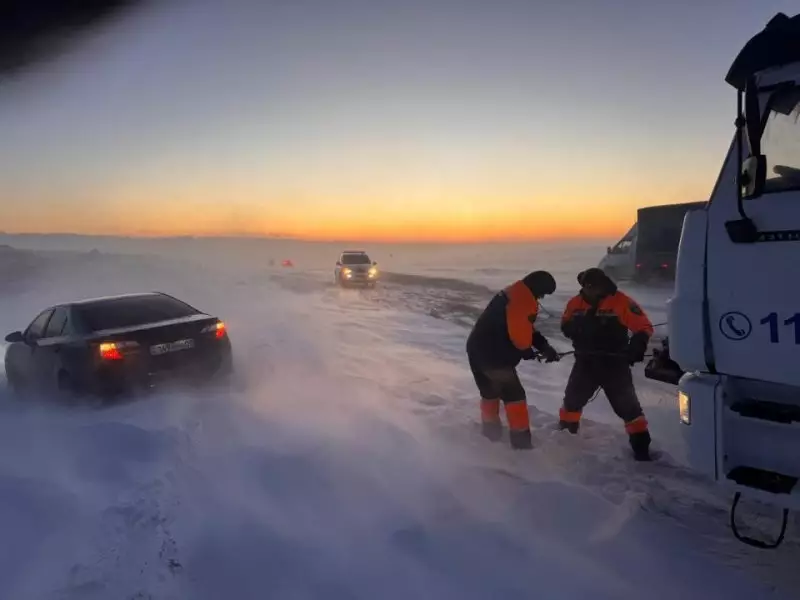Трое иностранцев застряли в снежном заносе на севере Казахстана
