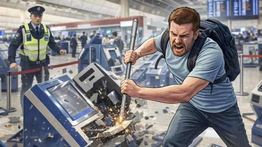 Британский турист разгромил киоски в аэропорту Гонконга после неудачной попытки купить билет