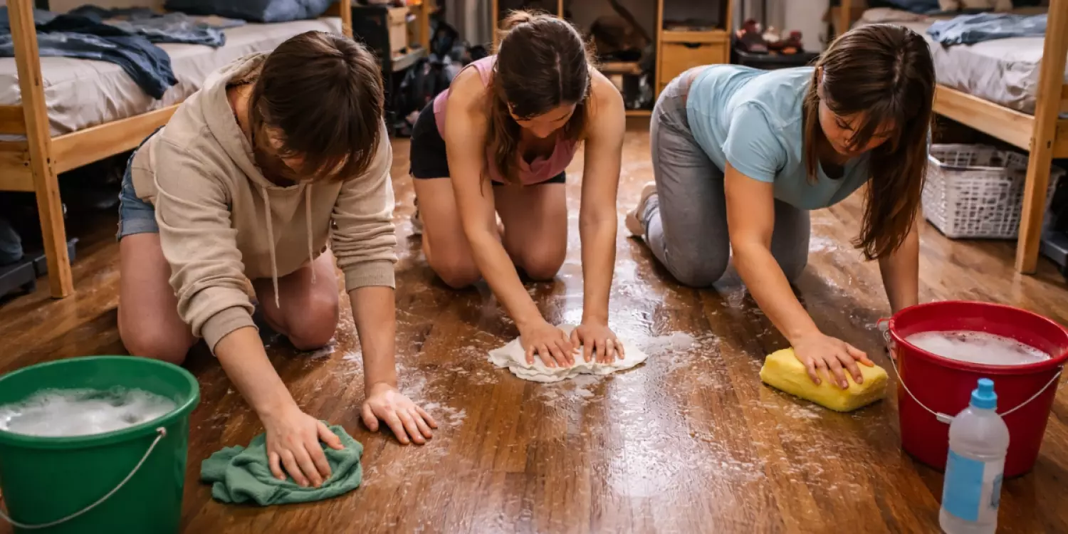 Түркістанда студенттерді еден жууға мәжбүрлеген (ВИДЕО)