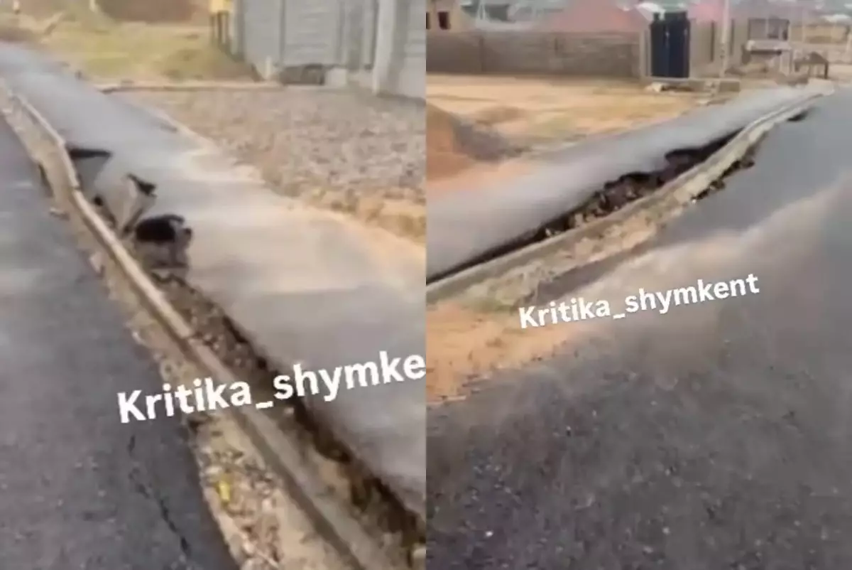 Шымкентте жаңа төселген жолдар опырылып жатыр (ВИДЕО)