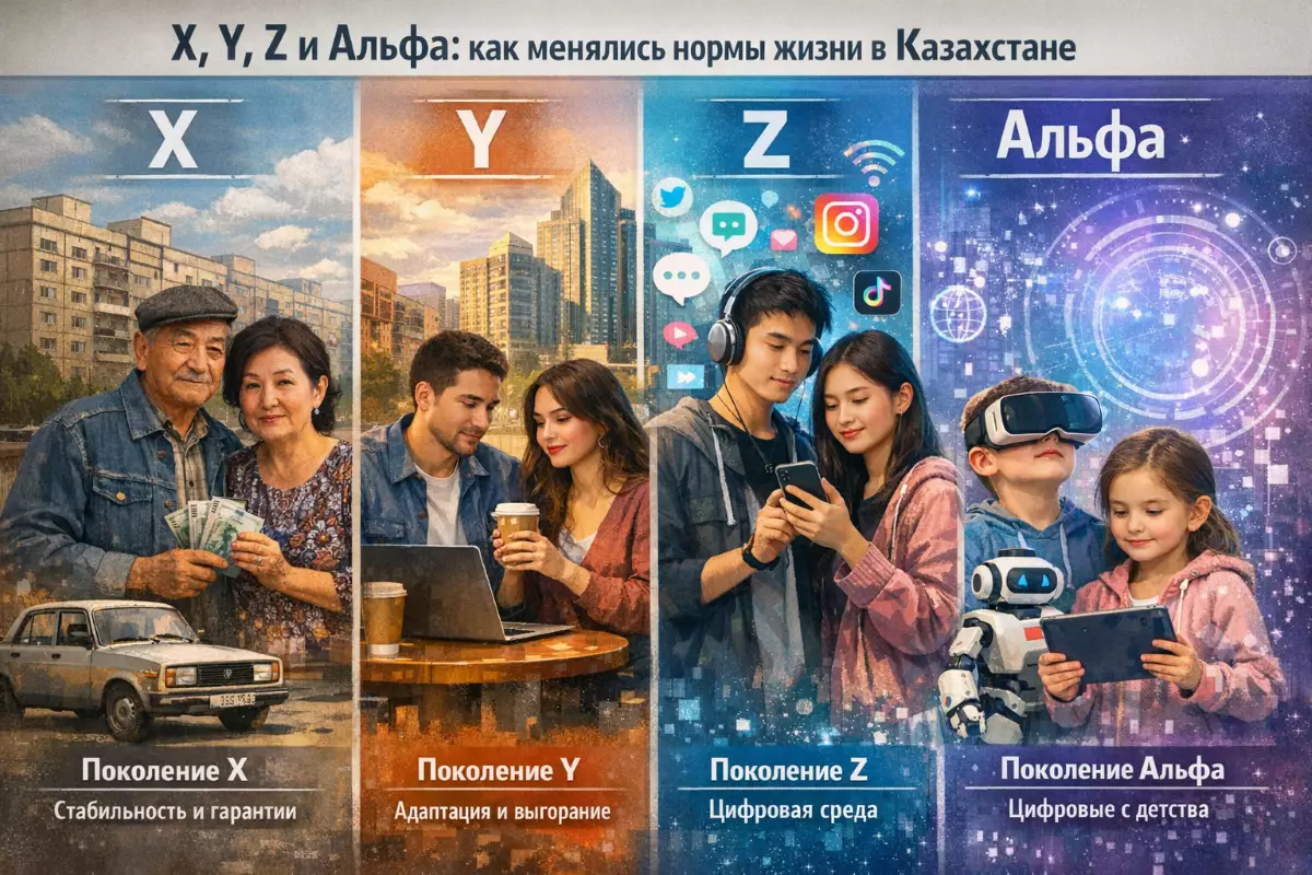 От дефицита до TikTok: как поколения X, Y, Z и Альфа меняют Казахстан