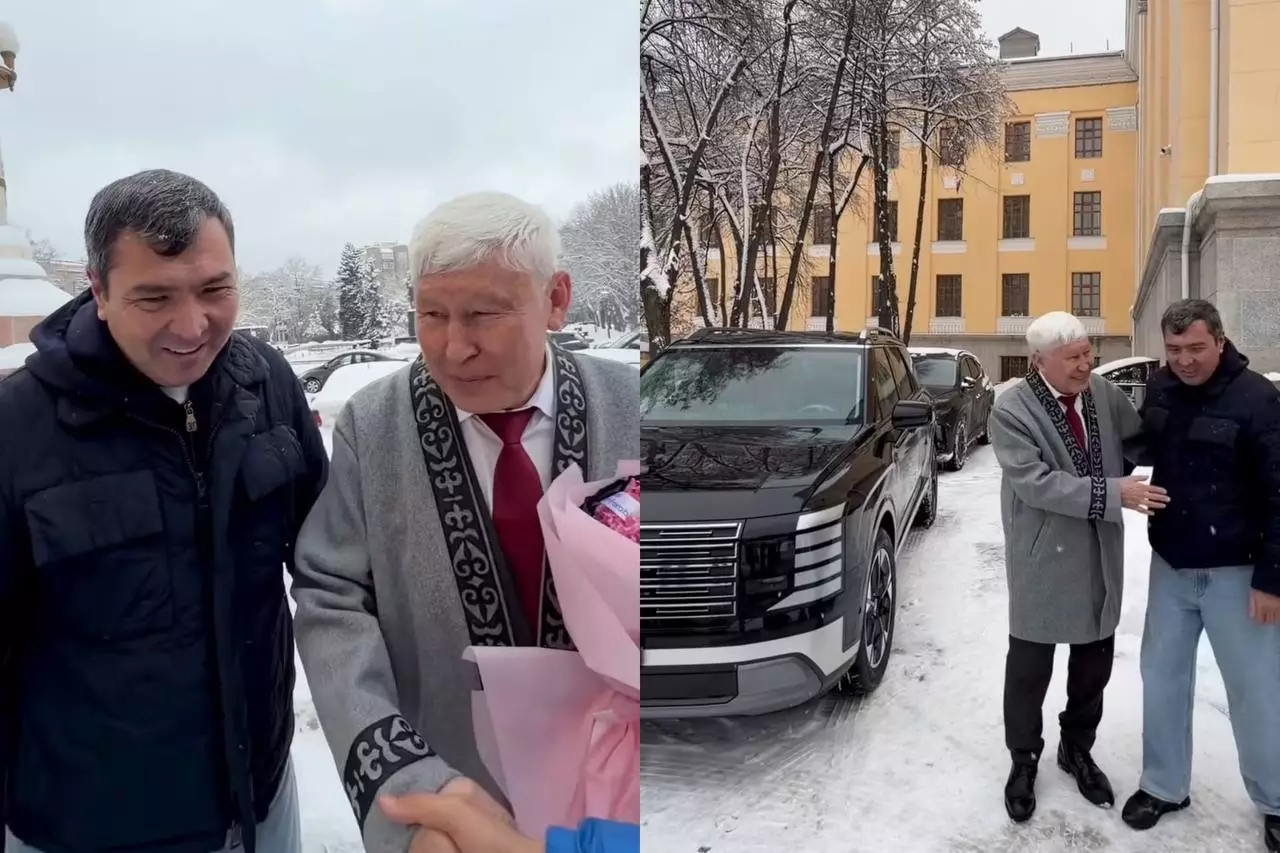 «70 жасқа толды»: Жұмабек Жанықұл белгілі математикке қымбат көлік тарту етті (ВИДЕО)