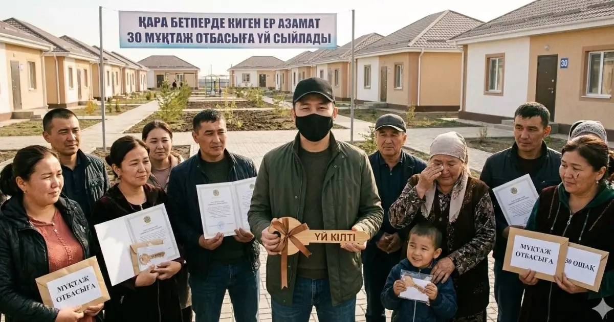  Қара бетперде киген ер азамат 30 мұқтаж отбасыға үй сыйлады 