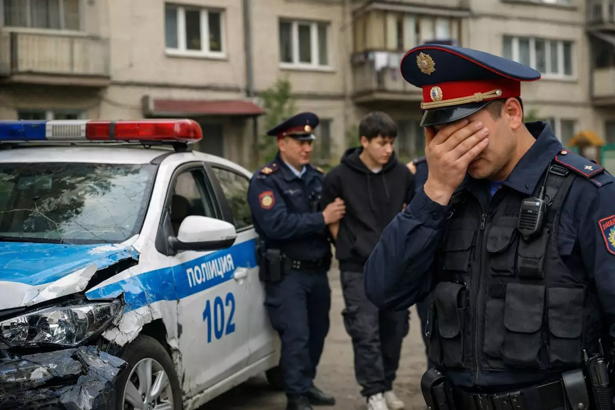 Пнул патрульную машину и ударил полицейского: в Шымкенте осужден подросток