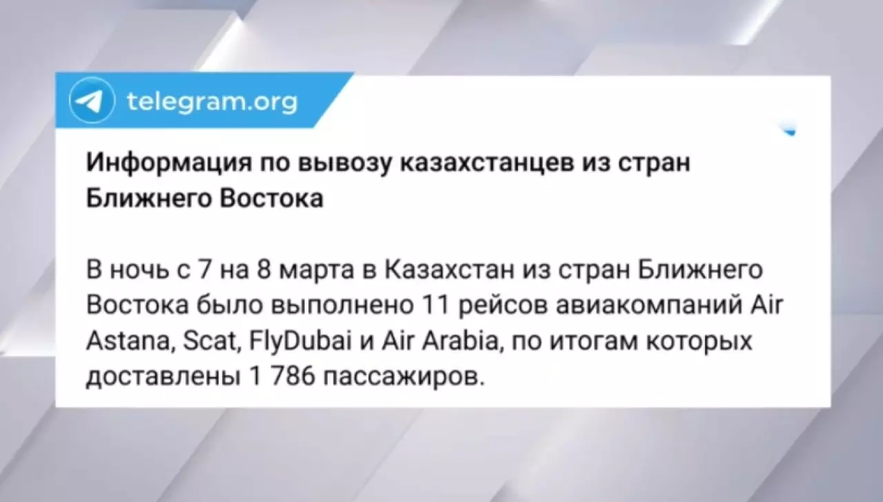 Еще 1786 казахстанцев вывезли из стран Ближнего Востока