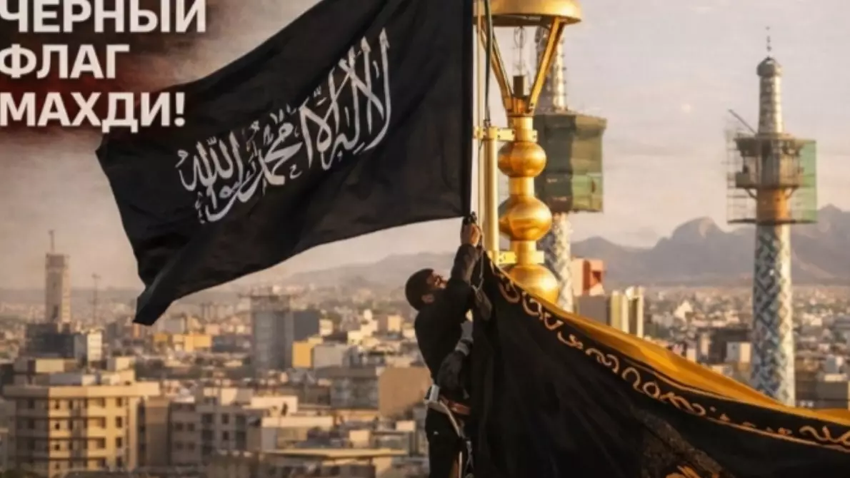 Иран ұлттық туын түсіріп, Махди қара байрағын көтерді