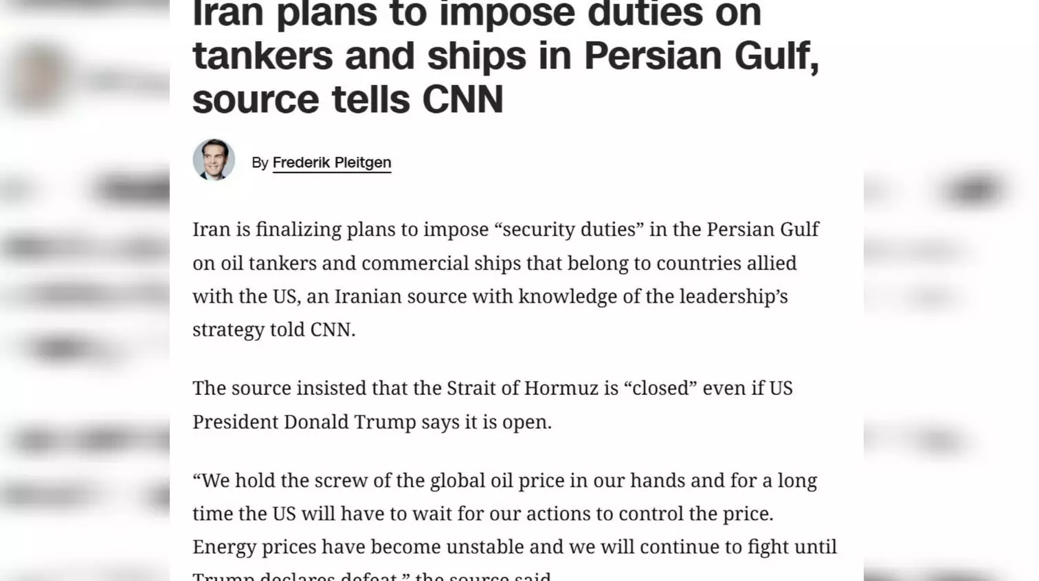 Иран угрожает перекрыть нефть для союзников США