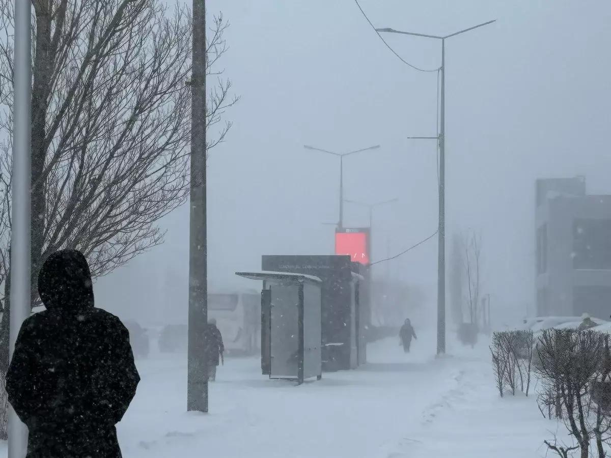 Астану накрыла весенняя метель: фоторепортаж