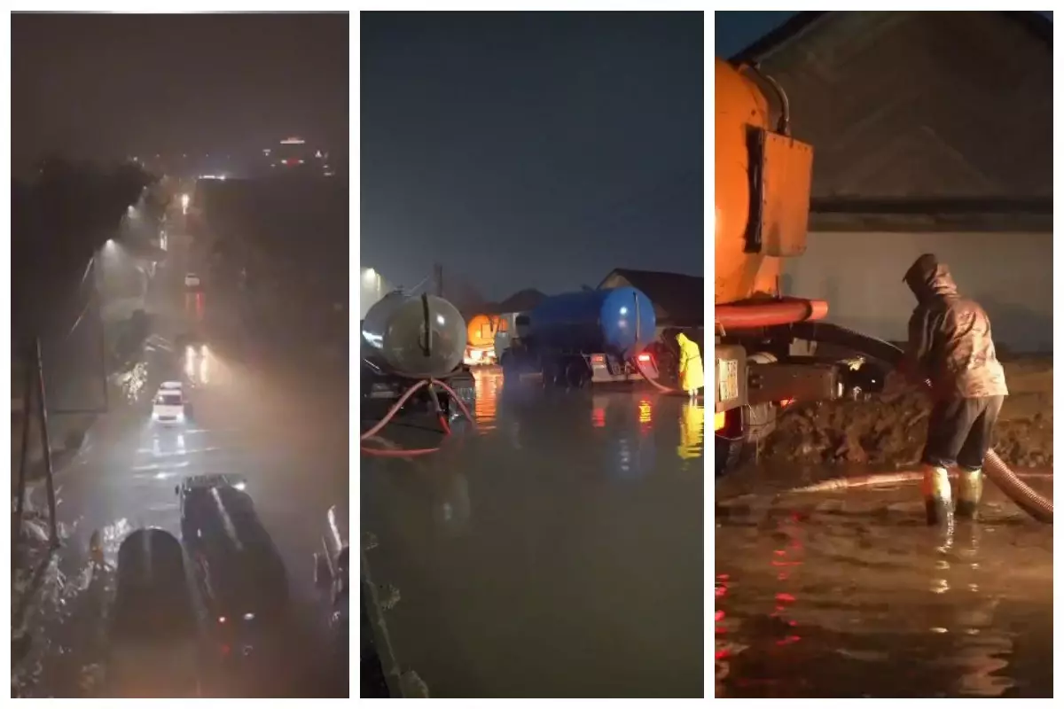 Семейде көктемгі жаңбырдан кейін көшелер мен жеке үйлерді су басты (видео)