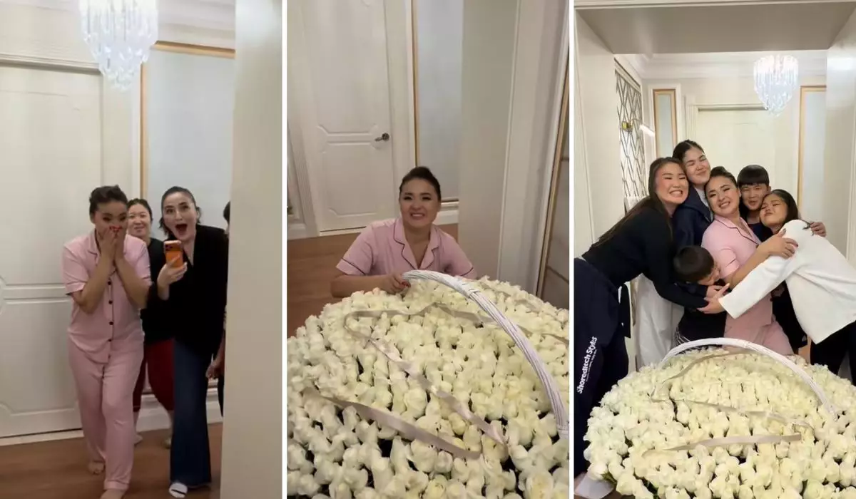 Тұрсынбек Қабатовтың бұрынғы жары балаларынан сыйлыққа 501 раушан гүлін алды