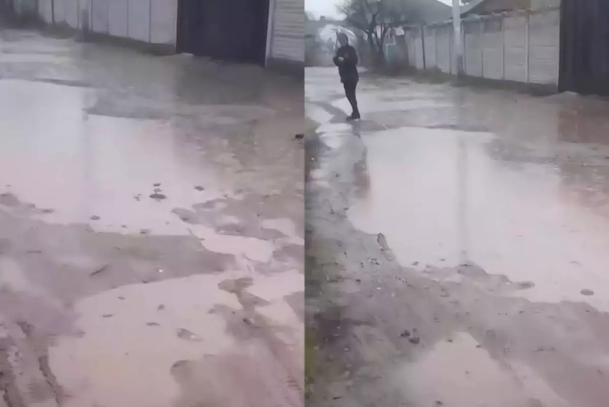 Таразда құжат жүзінде асфальт бар, бірақ шын мәнінде халық батпақ кешіп жүр