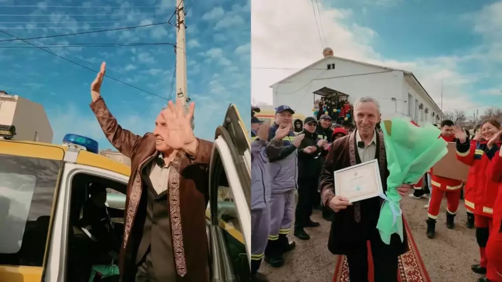 “Расставаться не хочется“: в Атырау после 45 лет работы проводили на пенсию водителя скорой