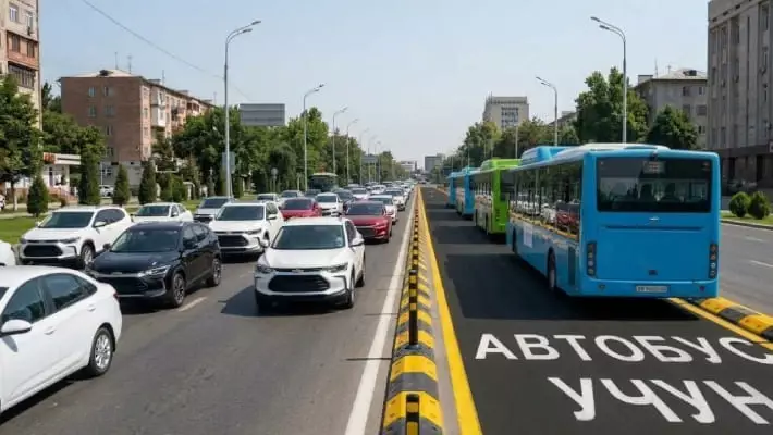 В Ташкенте автобусные полосы отделят делиниаторами