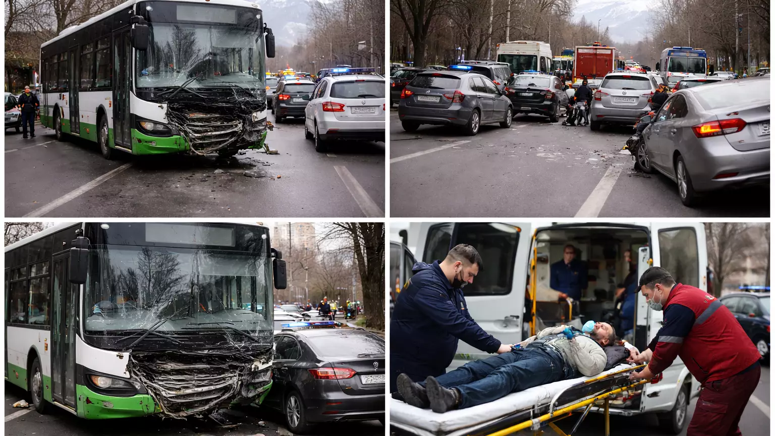 Алматыда автобус бес көлікпен соқтығысты