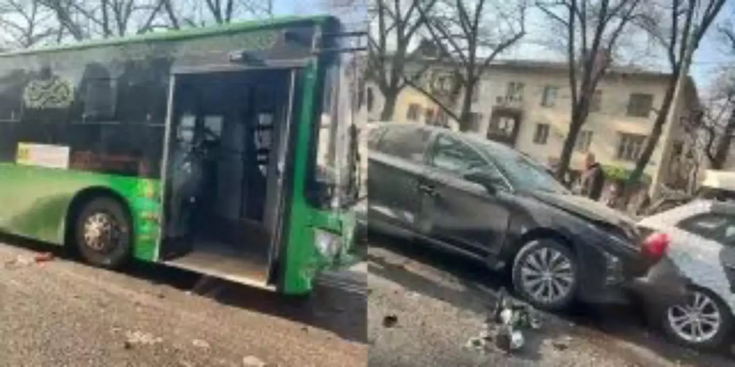 Алматыда жаппай жол апаты: Автобус бес көлікке бірдей соғылды