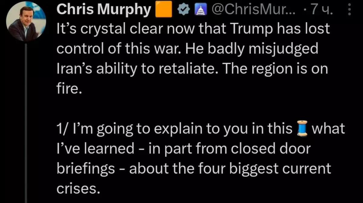 Сенатор Мерфи: Трамп потерял контроль над войной с Ираном