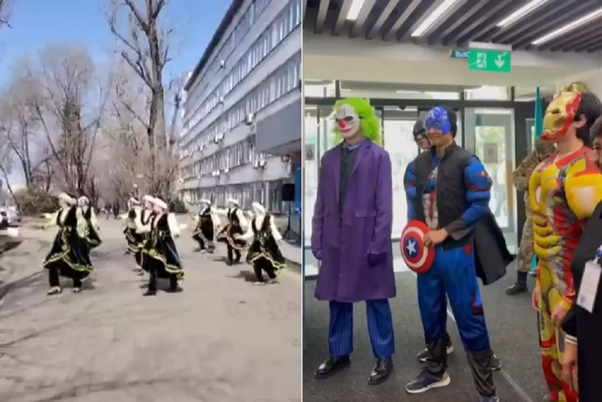 Алматыдағы референдум күнінің алғашқы жартысы: суперқаһармандар, ұлттық киім мен алып қуыршақтар
