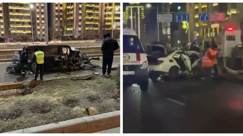 Водитель и две пассажирки погибли в ночной аварии на проспекте аль-Фараби в Алматы
