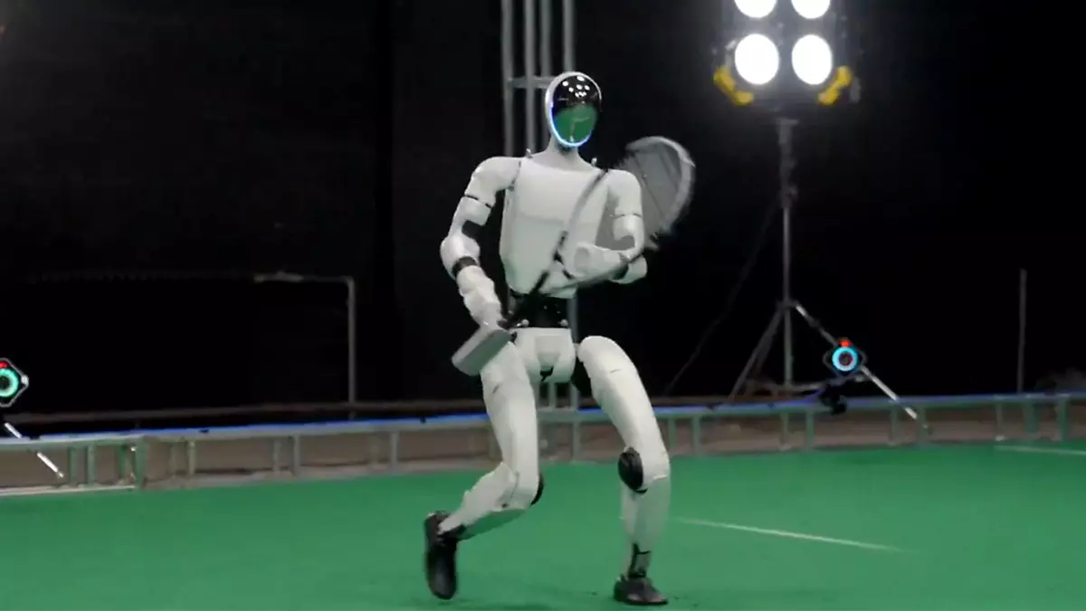 Робот играет в теннис с людьми в реальном времени.