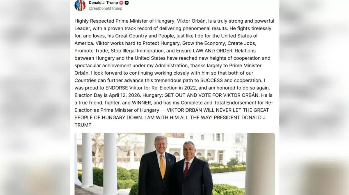 Трамп призвал венгров голосовать за Орбана на выборах 12 апреля