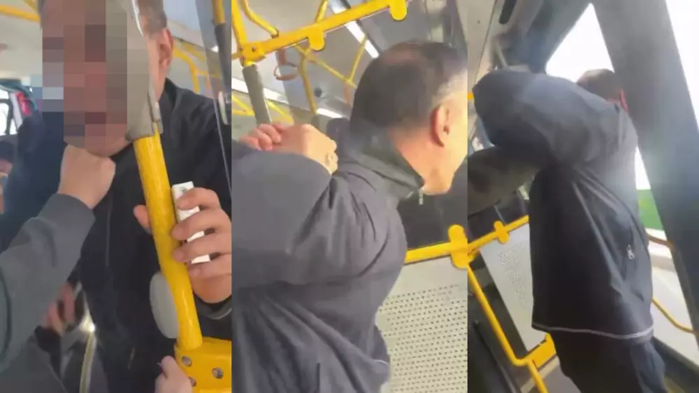 Алматыда жолаушылар автобуста қызға тиіспек болған ер адамды ұстады