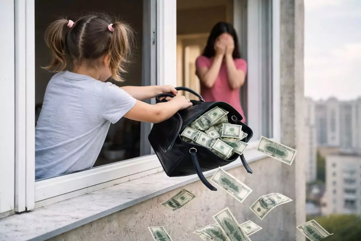 Жеті жасар қыз ішіне 88 мың доллар ақша салынған сөмкені терезеден лақтырып жіберген