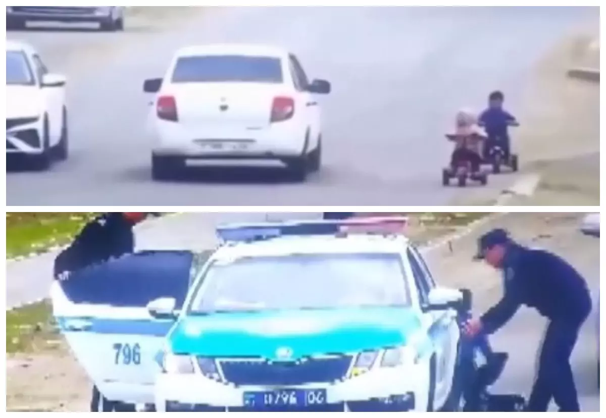 Атырау облысында үш жасар балалар көлік жолына шығып велосипед теппек болған