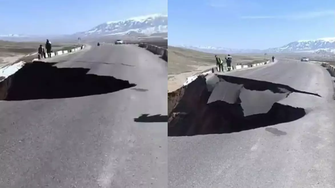 Обвал дороги сняли на видео: трассу смыло талыми водами